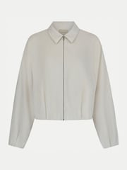 Jigsaw Cream Linen Bomber Jacket - Image 5 of 5