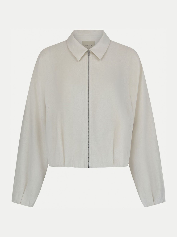 Jigsaw Cream Linen Bomber Jacket - Image 5 of 5