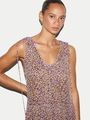 Jigsaw Purple Ditsy V-Neck Tiered Dress - Image 2 of 5