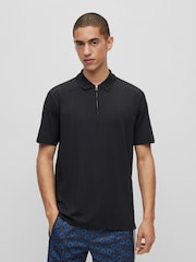 HUGO Black Quarter Zip Polo Shirt - Image 1 of 5