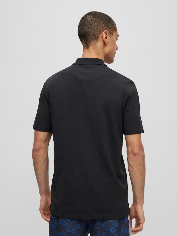 HUGO Black Quarter Zip Polo Shirt - Image 2 of 5