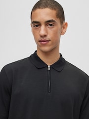 HUGO Black Quarter Zip Polo Shirt - Image 4 of 5