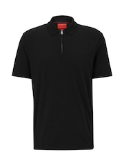 HUGO Black Quarter Zip Polo Shirt - Image 5 of 5