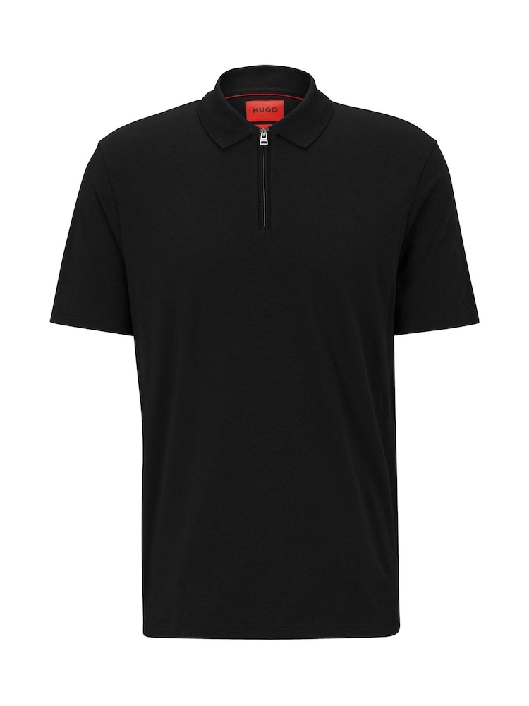 HUGO Black Quarter Zip Polo Shirt - Image 5 of 5