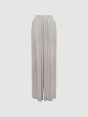 Reiss Neutral Imogen Petite Wide Leg Elasticated Waist Trousers - Image 2 of 6