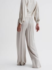 Reiss Neutral Imogen Petite Wide Leg Elasticated Waist Trousers - Image 5 of 6