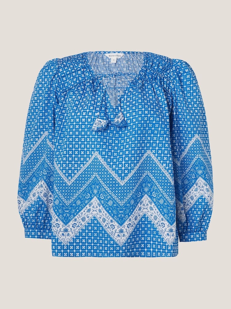 Monsoon Blue Iggy Floral Print Blouse - Image 5 of 5 Monsoon Blue Iggy Floral Print Blouse - Image 5 of 5