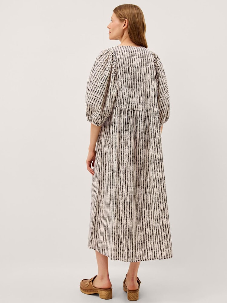 Monsoon Cream Laila Embellished Print Midi Dress - Image 2 of 5