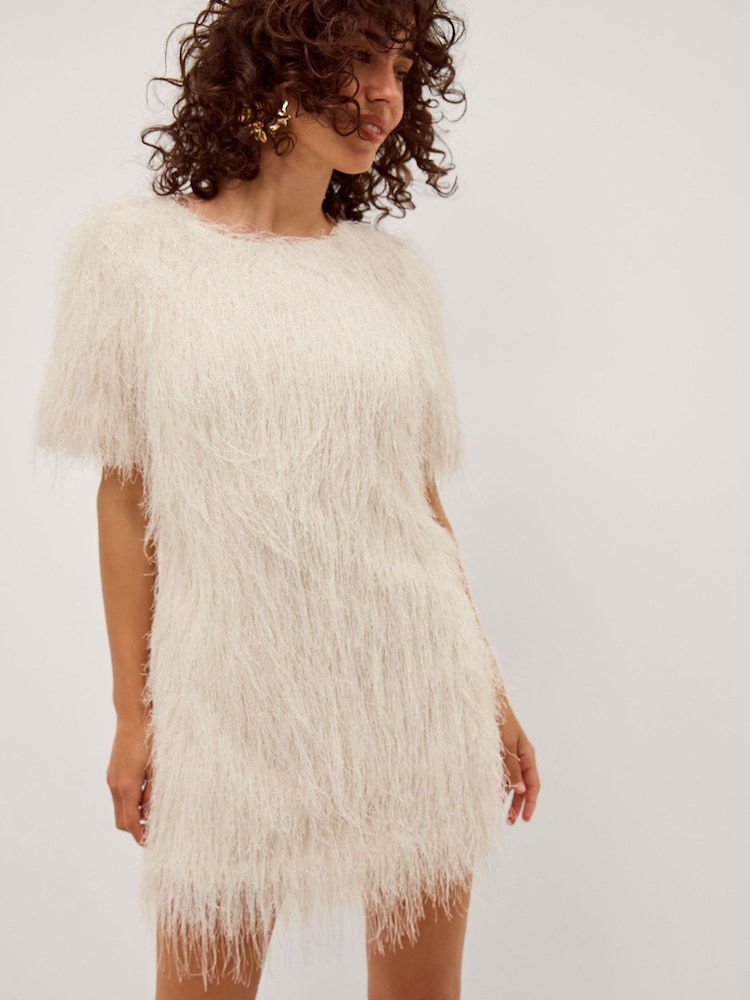Monsoon Cream Tori Short Sleeve Fringe Mini Dress - Image 2 of 4 Monsoon Cream Tori Short Sleeve Fringe Mini Dress - Image 2 of 4