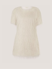 Monsoon Cream Tori Short Sleeve Fringe Mini Dress - Image 4 of 4