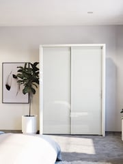 Wiemann White Peyton Glass Sliding 1.6m Sliding Semi Fitted Wardrobe - Image 1 of 1
