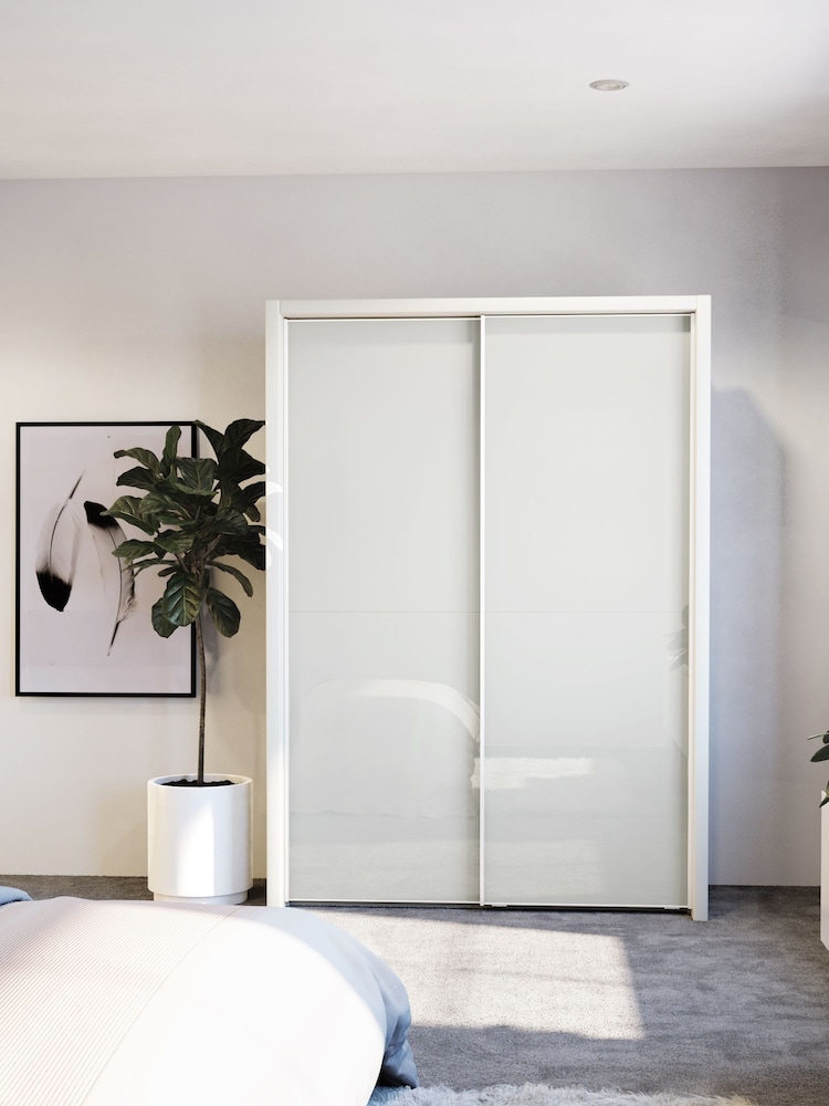 Wiemann White Peyton Glass Sliding 1.6m Sliding Semi Fitted Wardrobe - Image 1 of 1