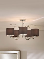 Pacific Silver Arcadia Metal Curved 5 Arm Semi Flush Ceiling Light Pendant - Image 1 of 3