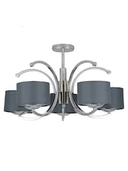 Pacific Silver Arcadia Metal Curved 5 Arm Semi Flush Ceiling Light Pendant - Image 2 of 3
