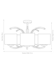 Pacific Silver Arcadia Metal Curved 5 Arm Semi Flush Ceiling Light Pendant - Image 3 of 3