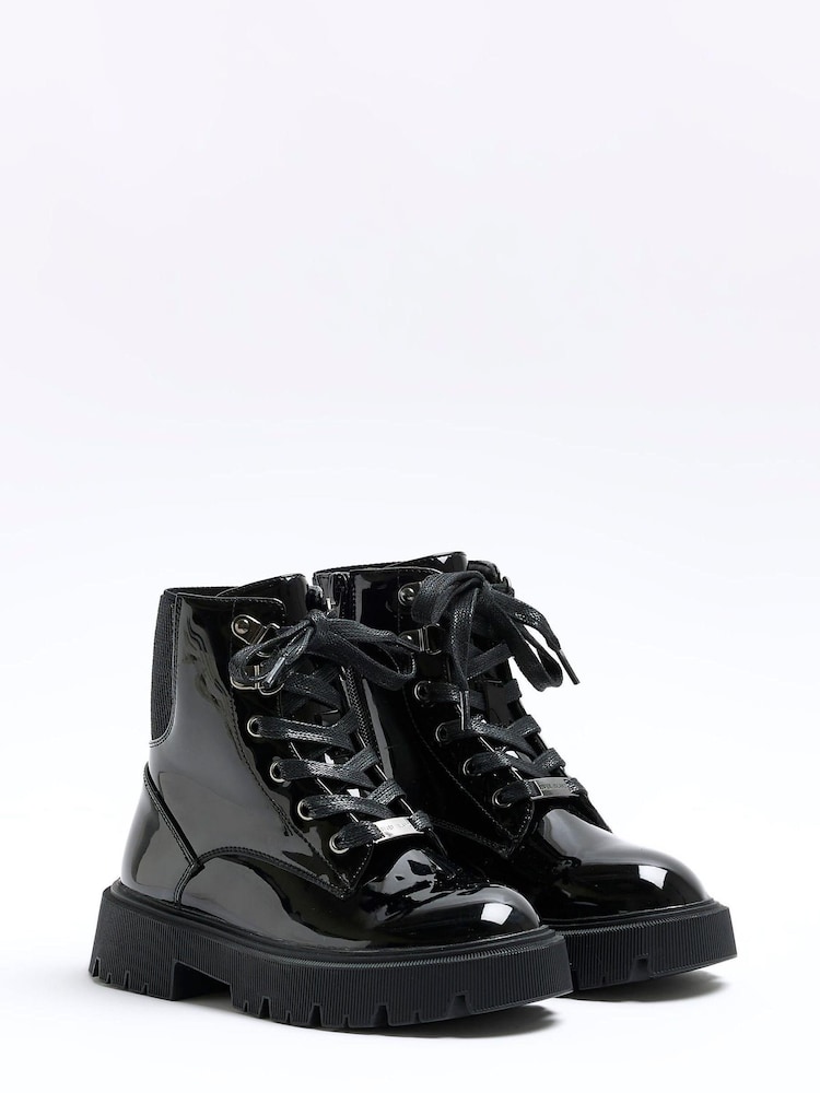 River Island Black Girls Chunky Hiker Lace-Up Boots - Image 2 of 4