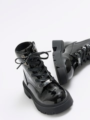River Island Black Girls Chunky Hiker Lace-Up Boots - Image 4 of 4