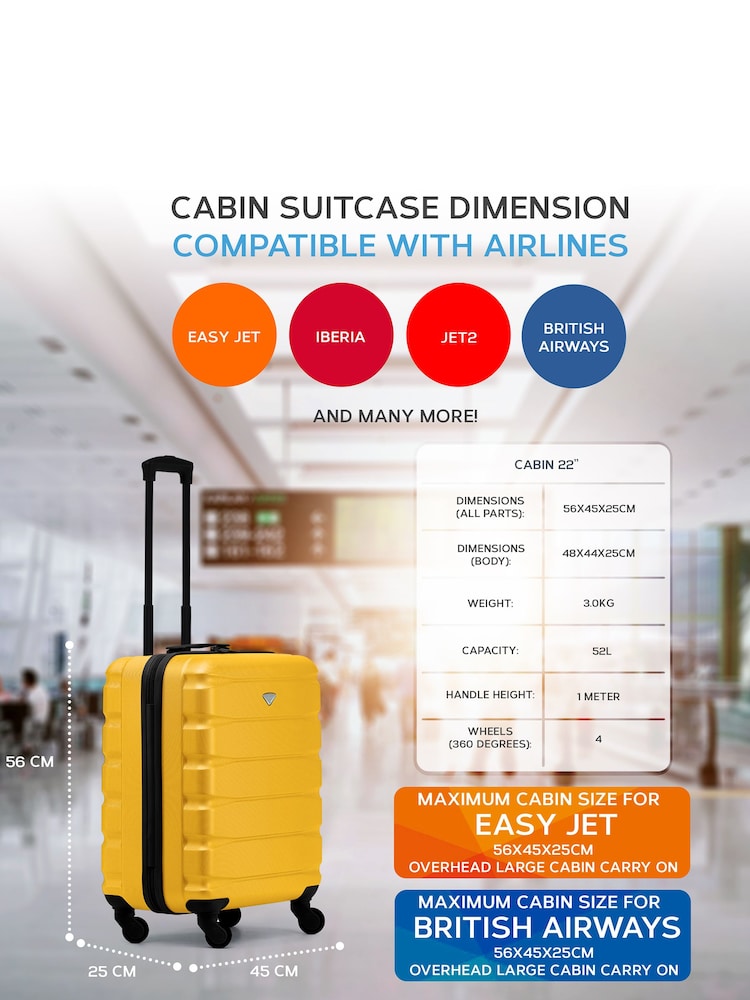 Flight Knight 56x45x25cm EasyJet Overhead 4 Wheel ABS Hard Case Cabin Carry On Hand Luggage - Image 3 of 7