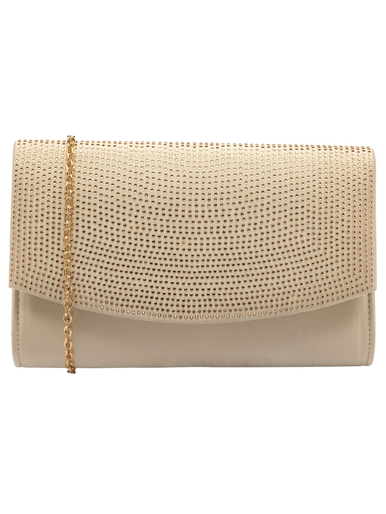 Ravel Gold Clutch Bag with Chain - Image 1 of 4 Ravel Gold Clutch Bag with Chain - Image 1 of 4