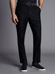 Charles Tyrwhitt Blue Slim Fit Natural Stretch Twill Suit Trousers - Image 1 of 4
