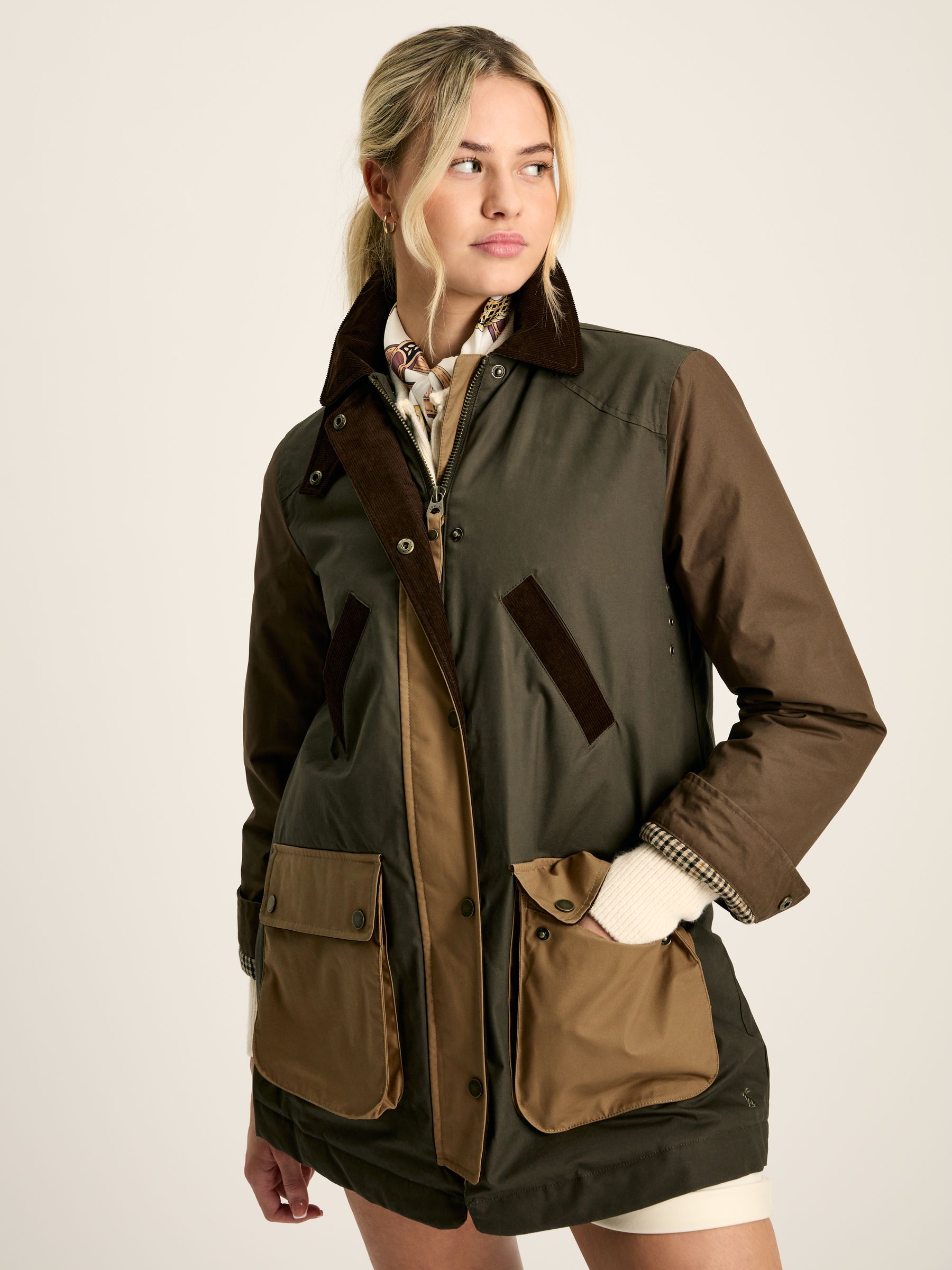 Buy Joules Banbury Brown/Khaki Showerproof Dry Wax Coat from the