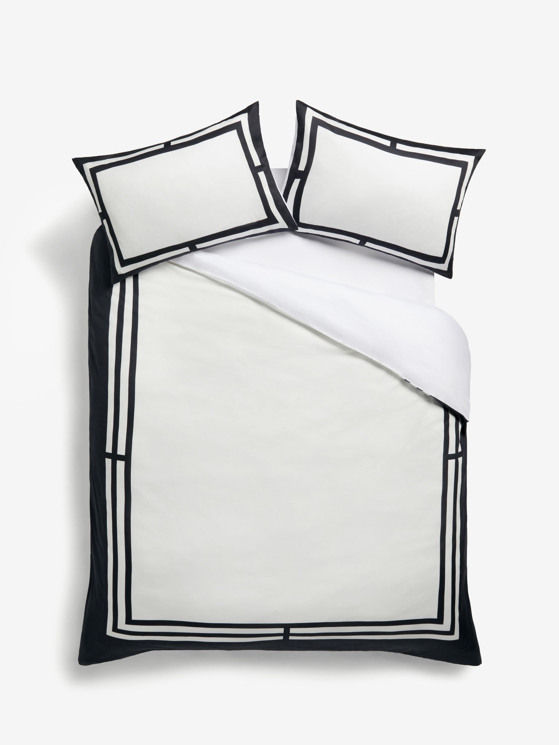 Buy Black White Luxe Border 200TC 100 Cotton Sateen Duvet Cover and Pillowcase Set from Next Luxembourg