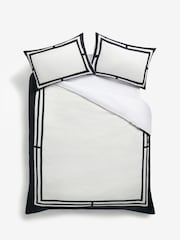 Black/White Luxe Border 200TC 100% Cotton Sateen Duvet Cover and Pillowcase Set - Image 2 of 4