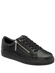 Ravel Black Leather Zip-Up Trainers - Image 1 of 4