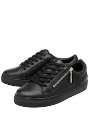 Ravel Black Leather Zip-Up Trainers - Image 2 of 4
