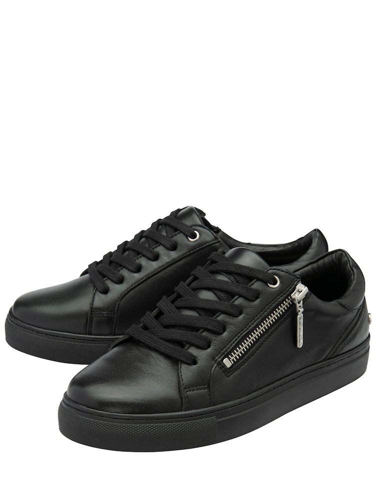 Ravel Black Leather Zip-Up Trainers - Image 2 of 4 Ravel Black Leather Zip-Up Trainers - Image 2 of 4