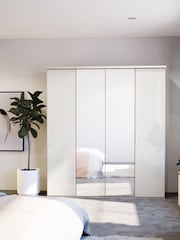 Wiemann Peyton Rustic Oak / White Glass and Mirror Semi Fitted 4 Door Wardrobe - Image 1 of 4