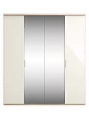 Wiemann Peyton Rustic Oak / White Glass and Mirror Semi Fitted 4 Door Wardrobe - Image 2 of 4
