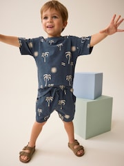 Navy Blue Palms T-Shirt And Shorts Set (3mths-7yrs) - Image 2 of 7