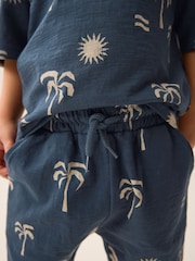 Navy Blue Palms T-Shirt And Shorts Set (3mths-7yrs) - Image 4 of 7