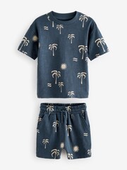 Navy Blue Palms T-Shirt And Shorts Set (3mths-7yrs) - Image 5 of 7