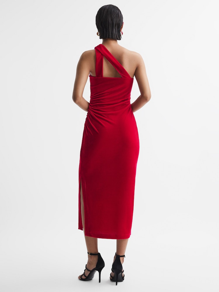 Reiss Abbey Midikleid aus Samt mit One-Shoulder-Design - Bild 4 von 4 Reiss Abbey Midikleid aus Samt mit One-Shoulder-Design - Bild 4 von 4