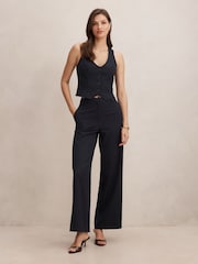 Forever New Blue Paloma Pinstripe Wide Leg Trousers - Image 4 of 5