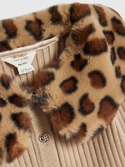 River Island Brown Leopard Collar Cardigan & Flared Leggings Set - Image 4 of 5