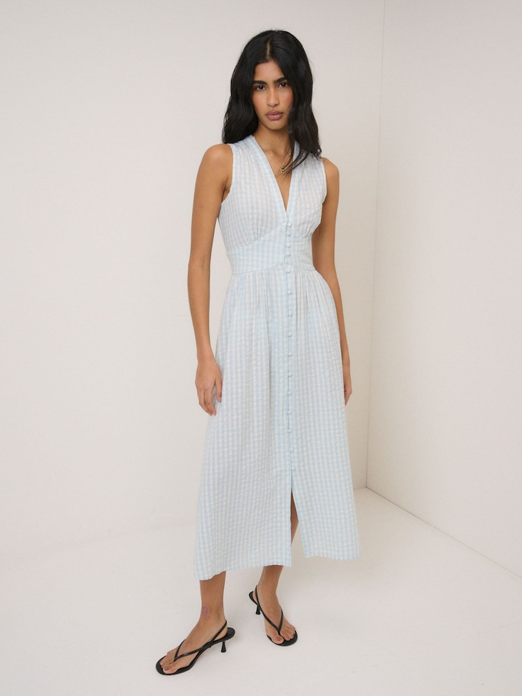 Nobodys Child Blue Gingham Sleeveless Starlight Midi Dress - Image 2 of 5