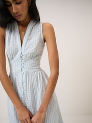 Nobodys Child Blue Gingham Sleeveless Starlight Midi Dress - Image 4 of 5