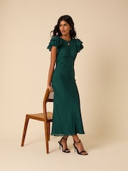 Nobodys Child Green Lola Midi Plain Dress - Image 3 of 5