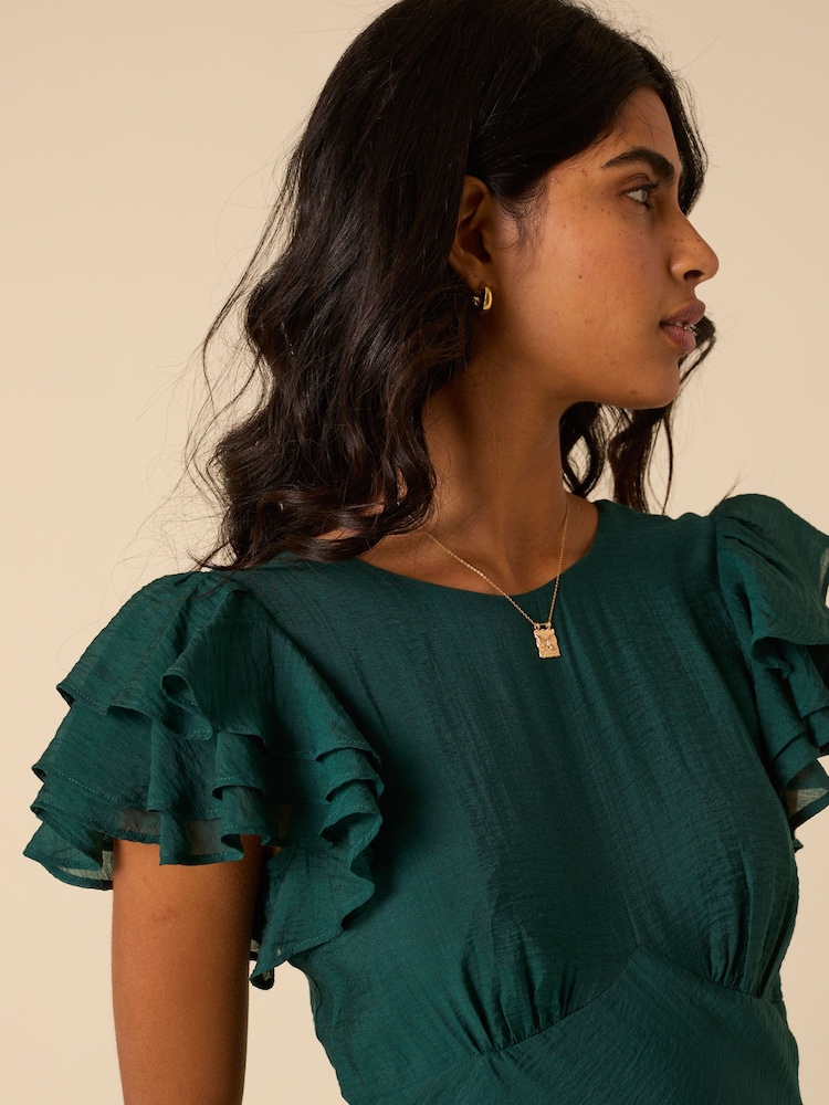 Nobodys Child Green Lola Midi Plain Dress - Image 5 of 5