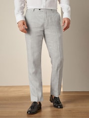 Grey Tailored Fit Signature Nova Fides Italian Linen Suit Trousers - Image 1 of 4