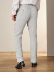 Grey Tailored Fit Signature Nova Fides Italian Linen Suit Trousers - Image 2 of 4