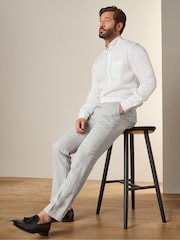 Grey Tailored Fit Signature Nova Fides Italian Linen Suit Trousers - Image 4 of 4