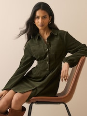 Nobodys Child Green Montego Cord Mini Dress - Image 4 of 5