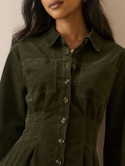 Nobodys Child Green Montego Cord Mini Dress - Image 5 of 5