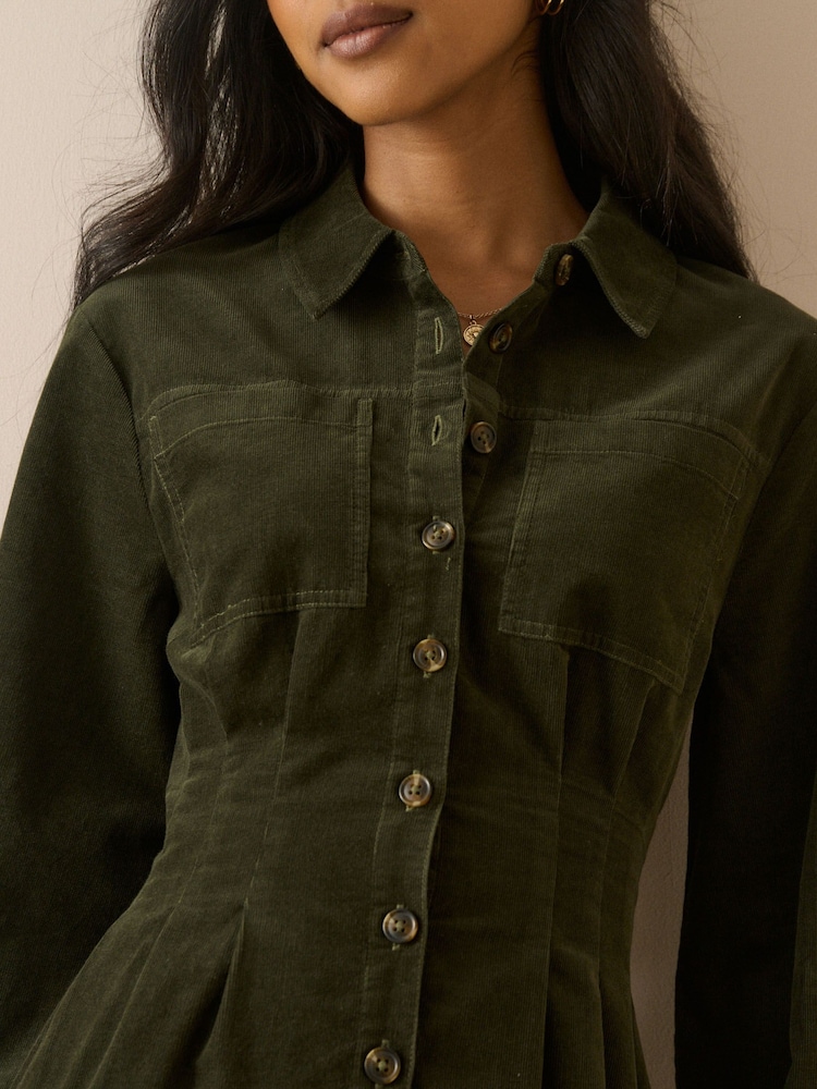 Nobodys Child Green Montego Cord Mini Dress - Image 5 of 5