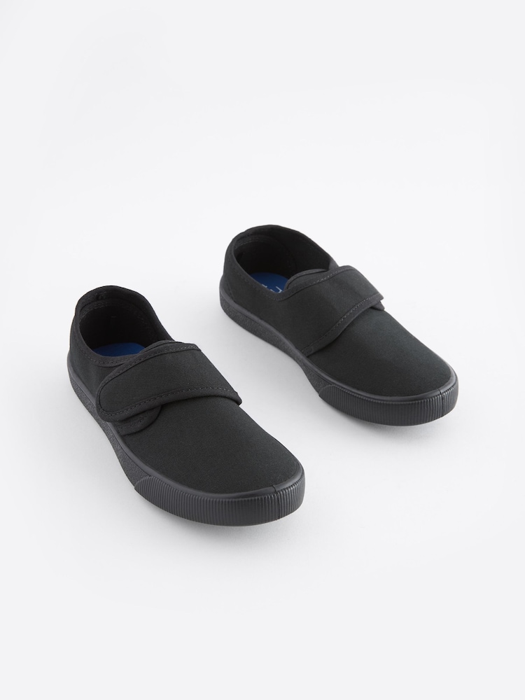 Black Standard Fit (F) Plimsolls School Shoes - Image 1 of 7