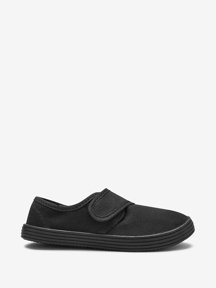 Black Standard Fit (F) Plimsolls School Shoes - Image 2 of 7